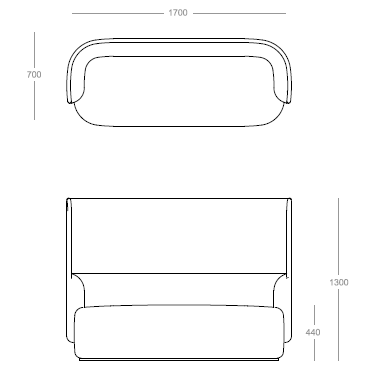 Mega Tulip 2 Seater Square High Back