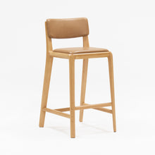 Boardwalk Stool with Backrest Oak with Upholstered Seat & Back