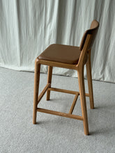 Boardwalk Stool with Backrest Oak with Upholstered Seat & Back