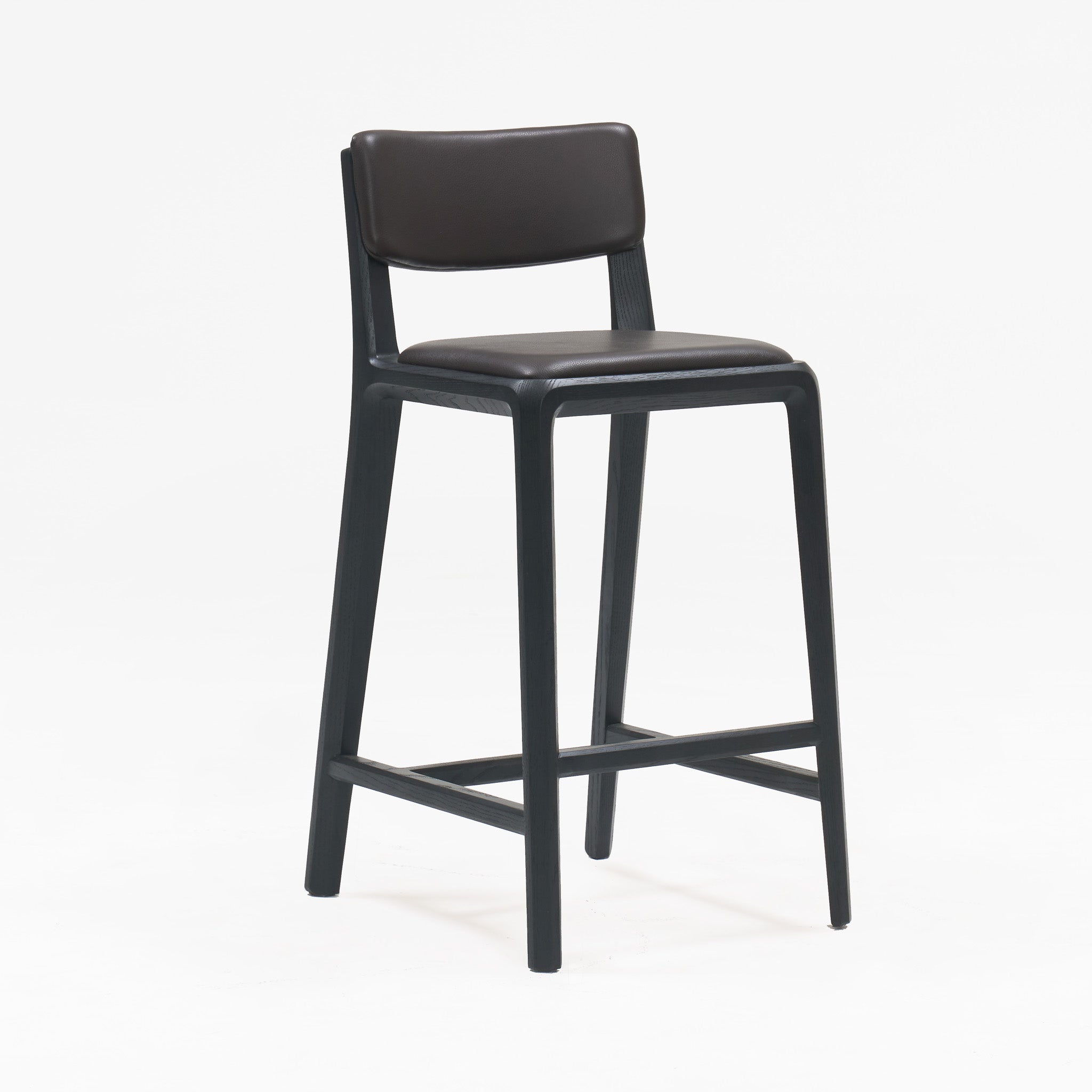 Boardwalk Stool with Backrest Black Oak with Upholstered Seat & Back