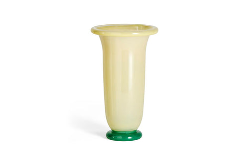 Empire Vase - Large, Sand with Lemon Rim, Green Base